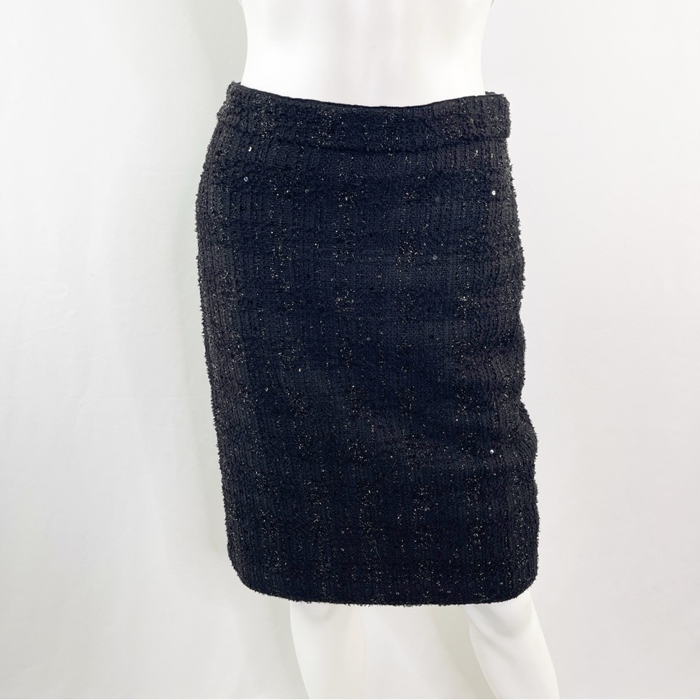 Ann Taylor Black Tweed Sparkle Pencil Skirt Size 2 Business Career Woman New